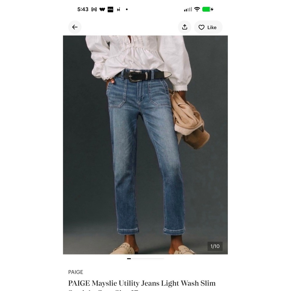 PAIGE Mayslie Utility patch pockets Ankle Straight Leg Jeans Size 30